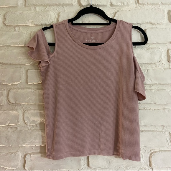 3/$15 American Eagle Ribbed Off-The-Should Tee - Picture 1 of 6